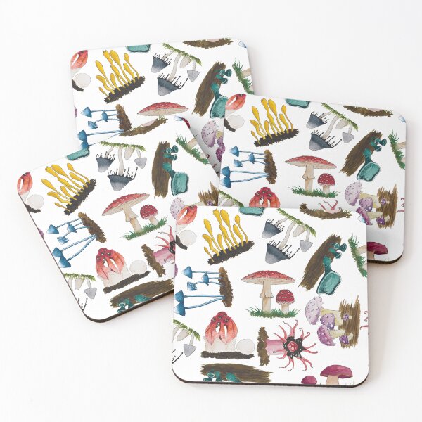 Item preview, Funky Fungus Mushroom Mix Watercolour White designed and sold by Nicky Rollings.