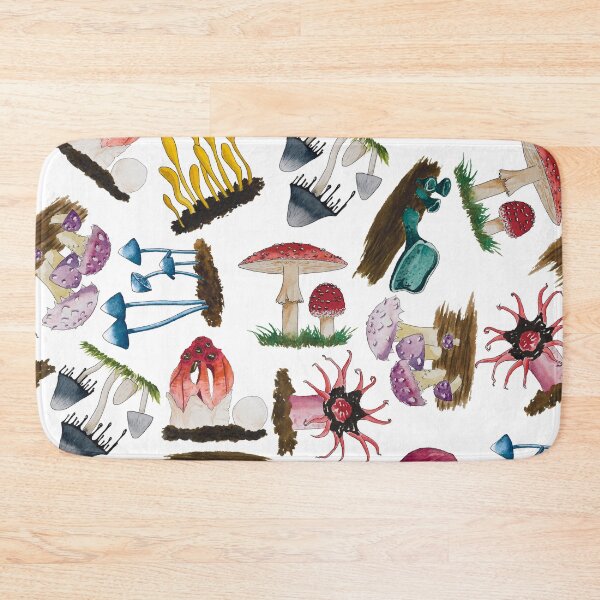 Item preview, Funky Fungus Mushroom Mix Watercolour White designed and sold by Nicky Rollings.