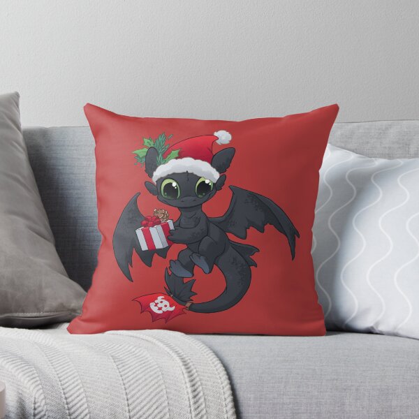 Christmas Dragon Throw Pillow