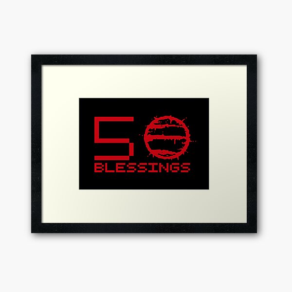 50 Blessings Symbol Framed Art Print By Holmeqweest Redbubble - hotline miami 50 blessings symbol small roblox
