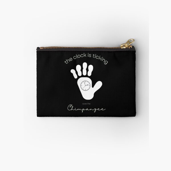 Item preview, Save The Chimpanzee The Clock is Ticking Zipper Pouch designed and sold by MagicWolfStar.