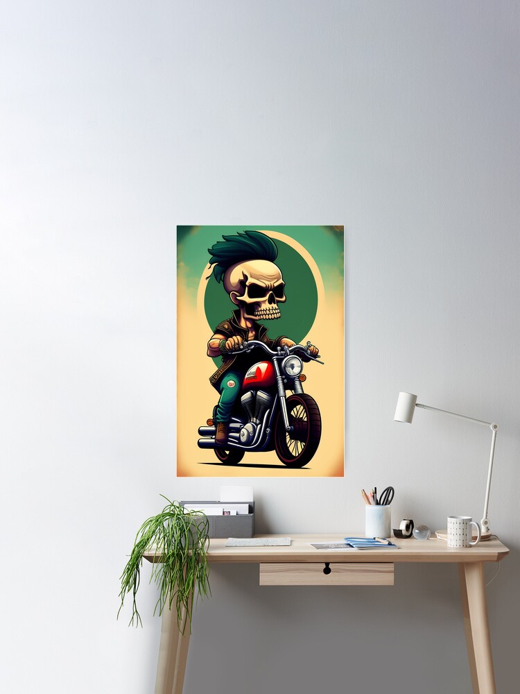 Retro Biker Skull Punk - Cool Motorcycle Or Funny Helmet Skeleton