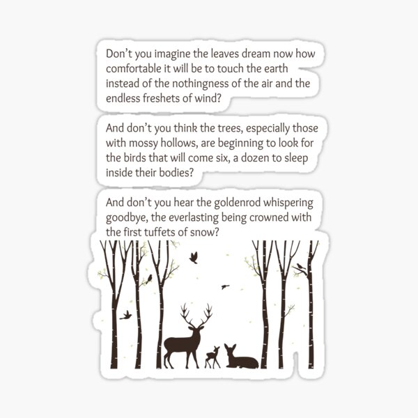 Song For Autumn Mary Oliver Poetry Quote Sticker For Sale By song-for-autumn-mary-oliver-poetry-quote-sticker-for-sale-by