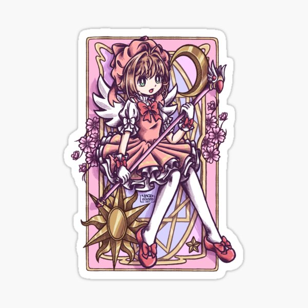 Item preview, Anime Sakura Card captor - sakura kinomoto pink outfit with her magic staff designed and sold by AngiLaguado.