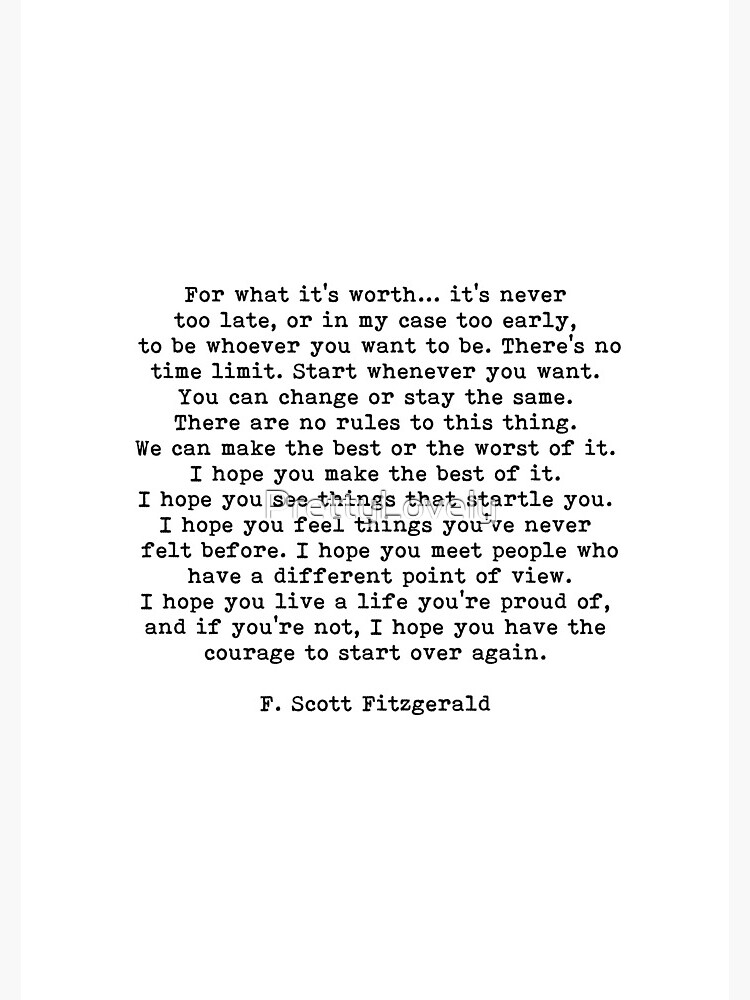 "For What It's Worth, F Scott Fitzgerald Quote" Spiral Notebook for