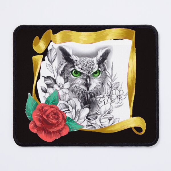 Item preview, Owl in black and white green eyes floral designed and sold by CSJ7.