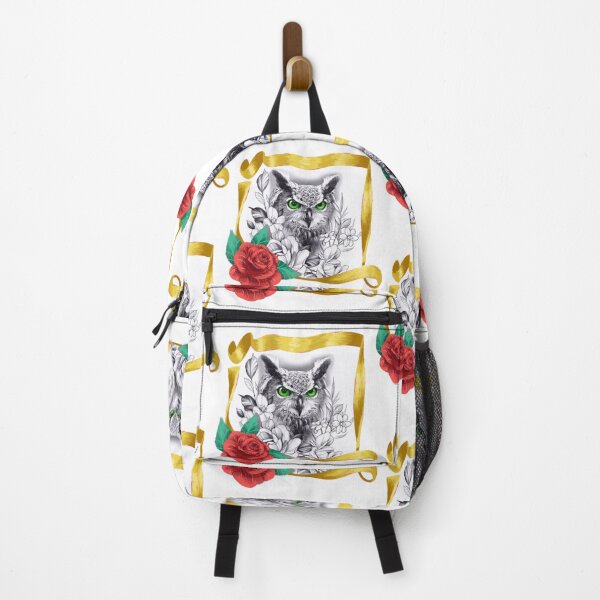 Item preview, Owl in black and white green eyes floral designed and sold by CSJ7.