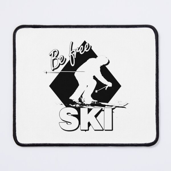 Item preview, Be Free Ski White Text Quote with White Downhill Alpine Skier Silhouette on Ski Level Expert Black Diamond designed and sold by Karen McFarland.