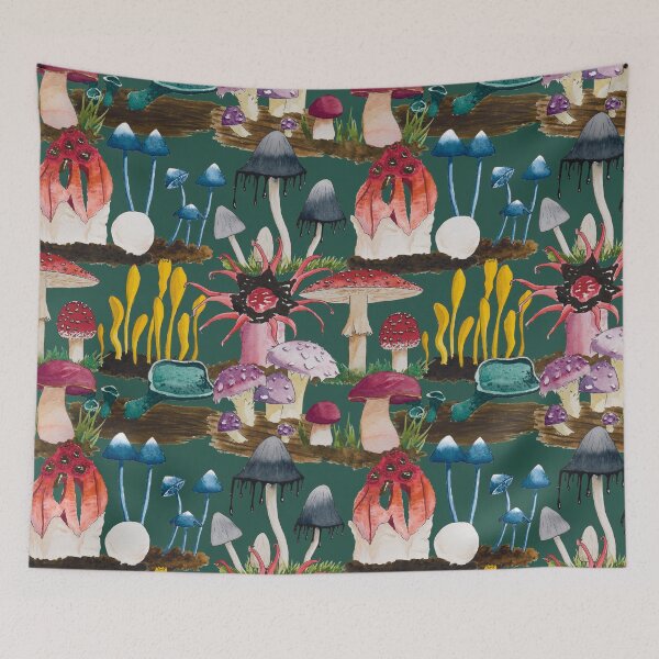 Item preview, Funky Fungus Mushroom Mash Watercolor Dark designed and sold by Nicky Rollings.