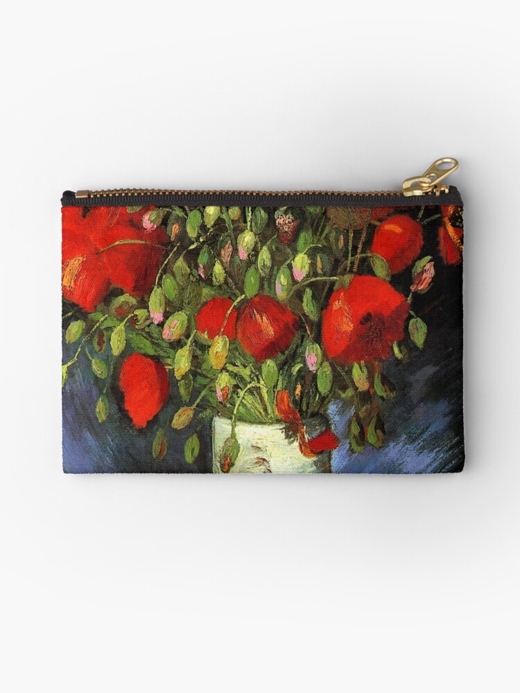 Vase With Red Poppies Vincent Van Gogh Zipper Pouch By Lexbauer