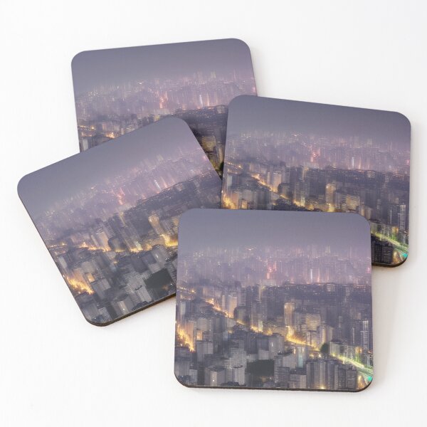 Item preview, Seoul at Night Buildings designed and sold by Places On Earth.