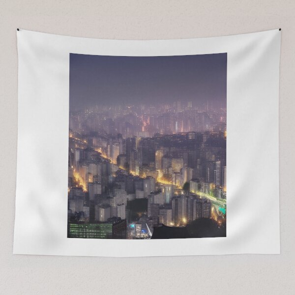 Item preview, Seoul at Night Buildings designed and sold by Places On Earth.