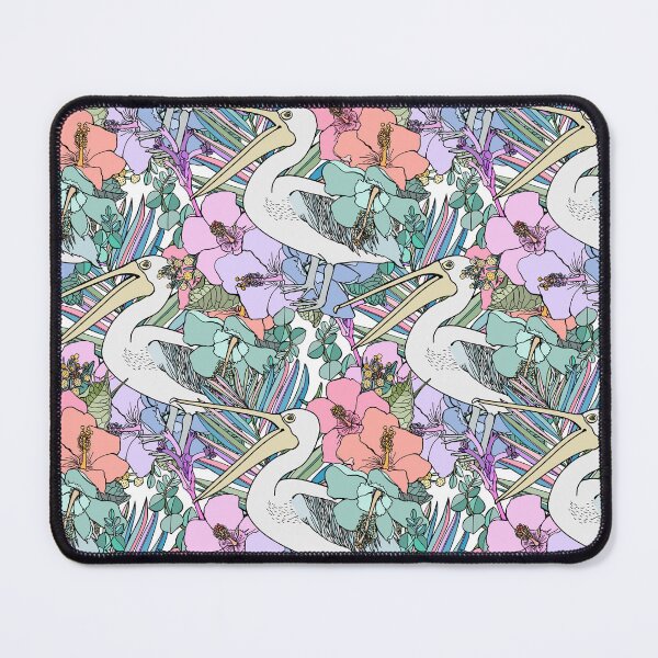 Item preview, Retro Tropical Pelican Hibiscus Summer Pattern designed and sold by Sketchbook Designs.