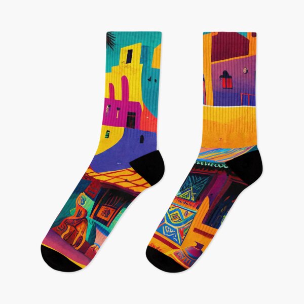 Item preview, Colorful mexican village at night designed and sold by Vela Barrera.