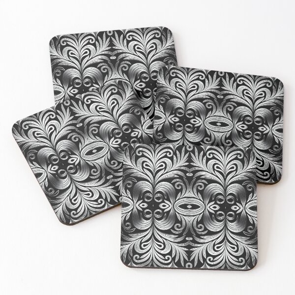 Item preview, Luxurious Filigree Fern 3D Print - Silver and Black Designer Pattern for a Modern Classic Glam Home designed and sold by thearttist.