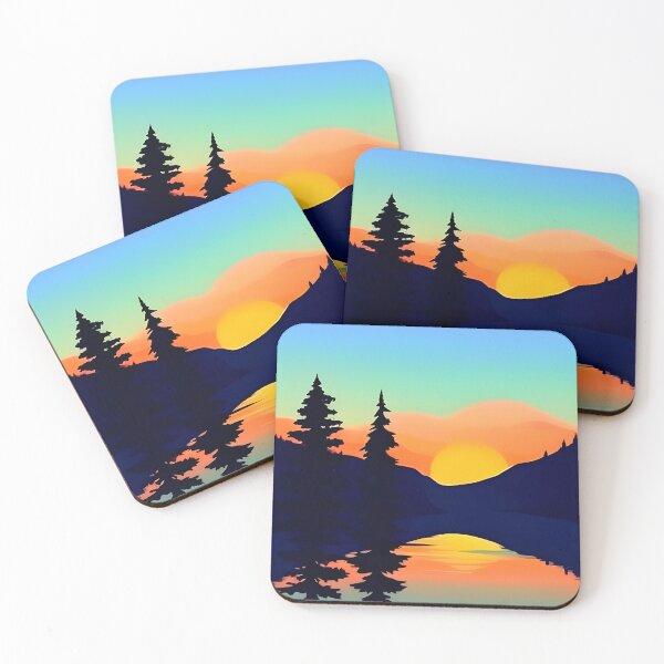 Item preview, Add a Touch of Beauty and Tranquility to Your Life with Our Gorgeous Minimalist Landscape Sunrise View and Trees Prints designed and sold by supeart.