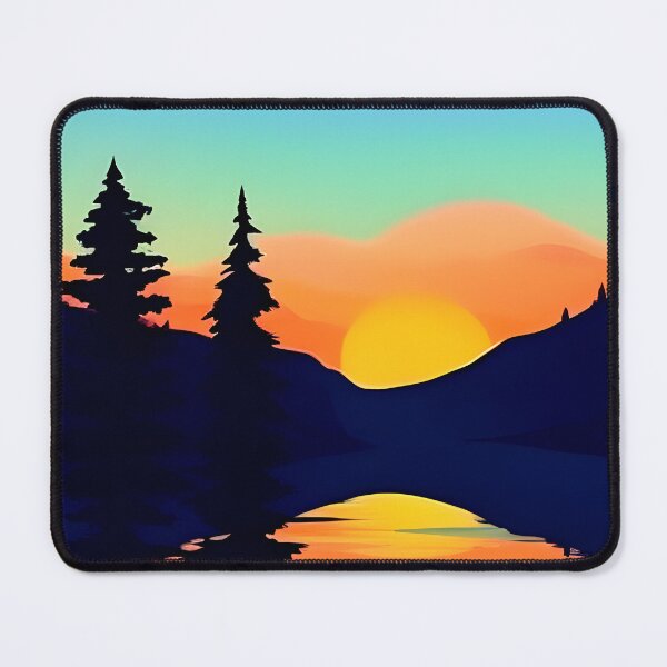 Item preview, Add a Touch of Beauty and Tranquility to Your Life with Our Gorgeous Minimalist Landscape Sunrise View and Trees Prints designed and sold by supeart.