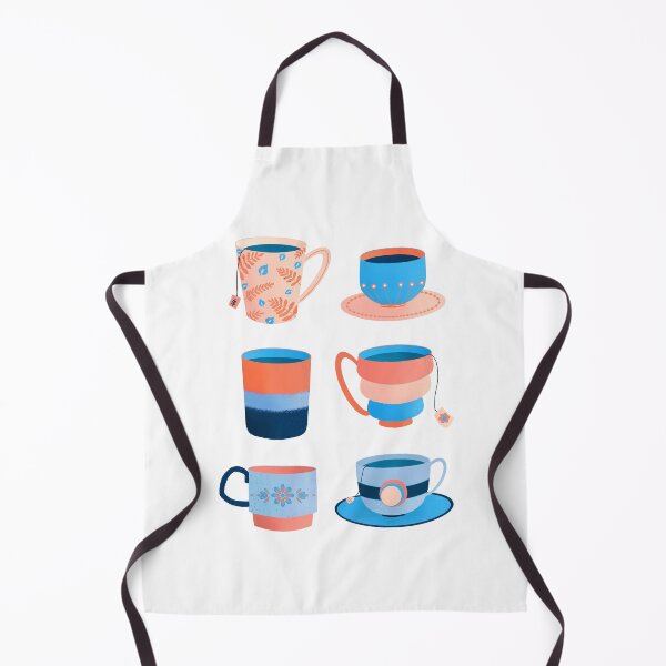 Item preview, Coral and blue tea cups designed and sold by Home Cyn Home.
