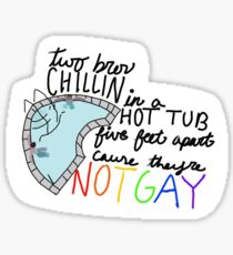 Two Bros Chillin in a Hot Tub Sticker