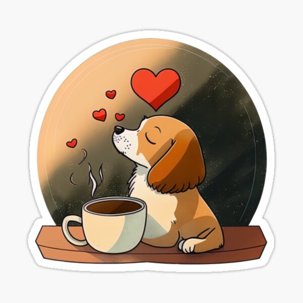 Cuppa Love - Cute Dog _amp_ Coffee, Best Valentines Sticker