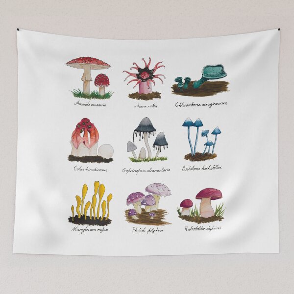 Item preview, Naturalist Fungus Mushroom Collection Watercolour White designed and sold by Nicky Rollings.