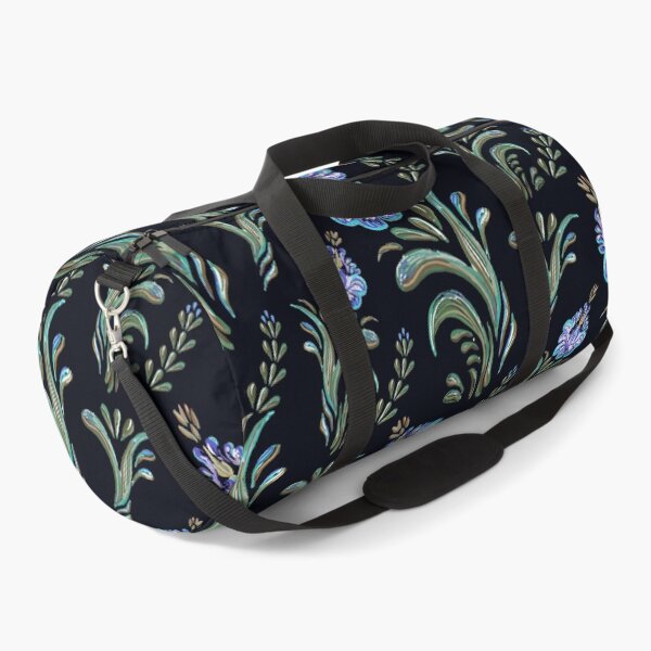 Item preview, Blue and Green Floral Print on Black Background designed and sold by PinHookPrincess.