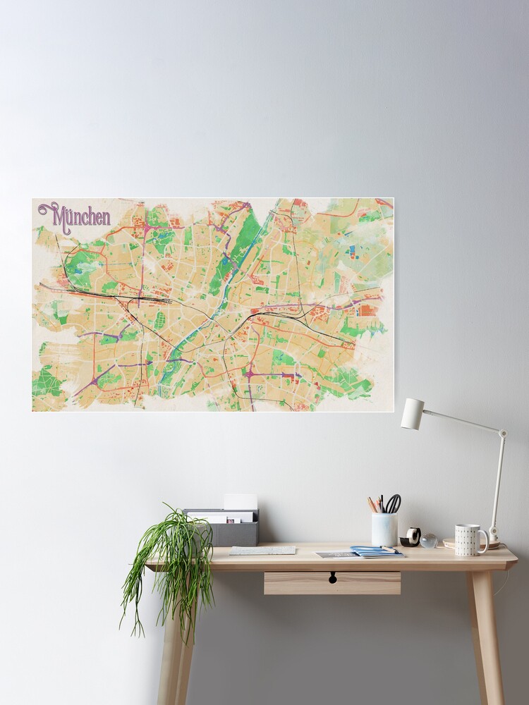 Poster, Munich in Watercolor designed and sold by Rouages Design