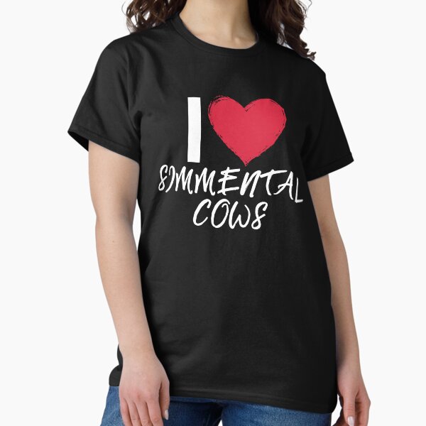 Vista previa del artículo con la obra «Versión negra de Me encantan las vacas Simmental», diseñado y vendido por FarmsteadAcers.