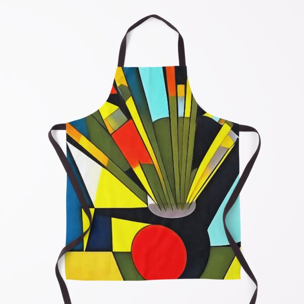 Item preview, Yellow Daffodils In A Red Vase Geometric Abstract Art designed and sold by taiche.