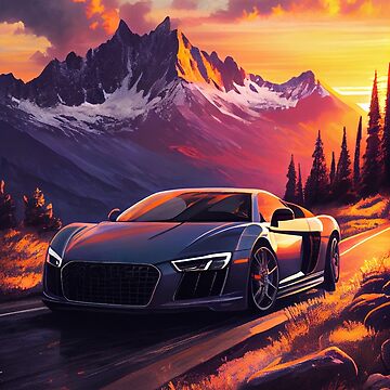 Art Poster Audi R8 in the sunset