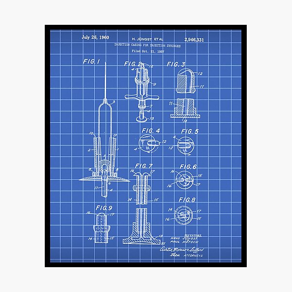 Thermometer 1882 Patent Print. Medical Inventions Blueprint Poster