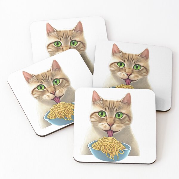 Item preview, cat eating spaghetti, sticker designed and sold by Robo-toons.