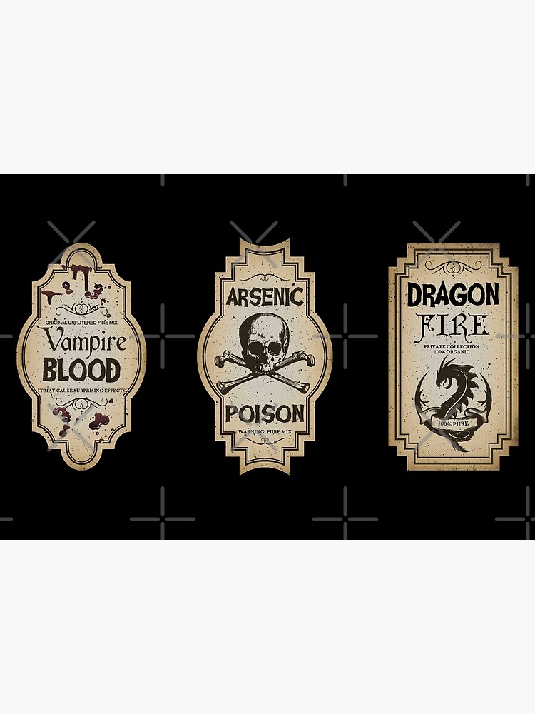 Apothecary Label Stickers, 16 Bathroom & Halloween Labels