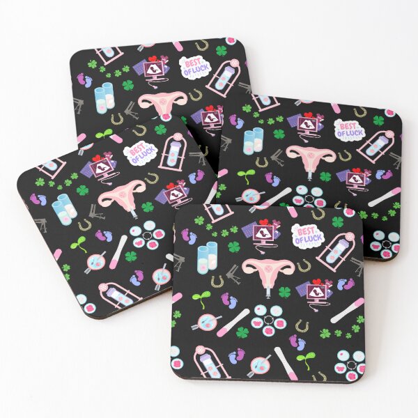 Item preview, Transfer day for fertility treatment pattern on black designed and sold by Lady-Frost.