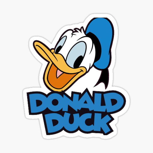 Smiling Donald Duck face,daisy duck,Donald Duck,funny Donald Duck illustration,happy walking Donald Duck  Sticker