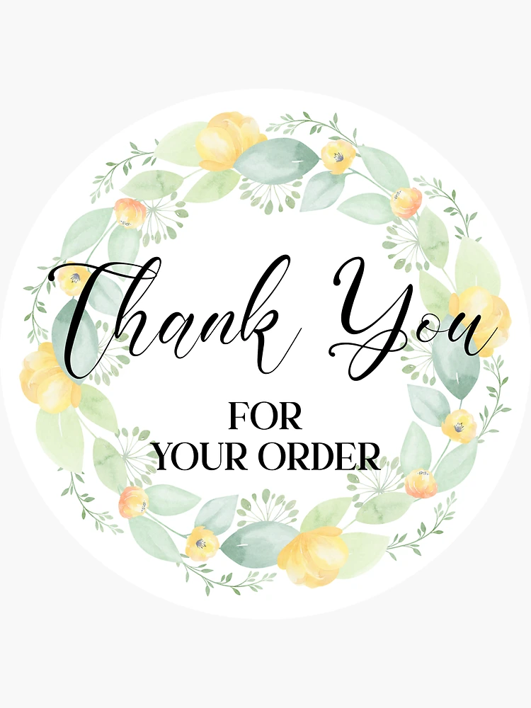 Thank you for your order stickers, flowers square sticker