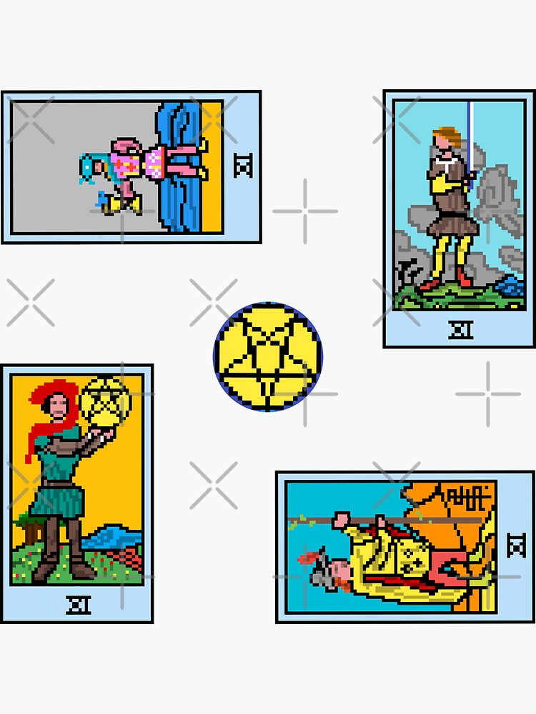 "Pixel Waite Tarot Minor Arcana Court Cards Page 84th Sticker Pack