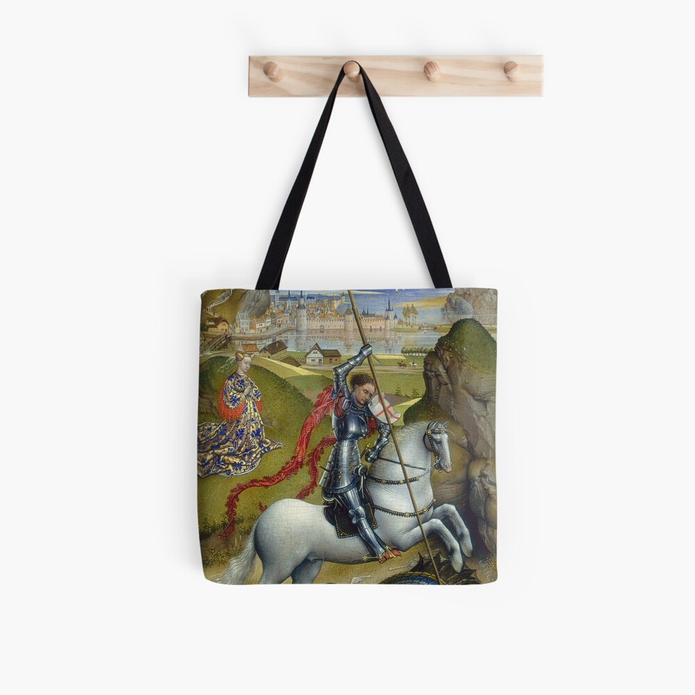 Saint George and the Dragon Oil Painting by Rogier van der Weyden Tote Bag