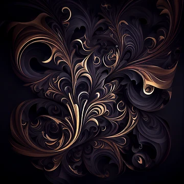 Imagen de la obra Dark Furry Fine Swirling Latin Pattern Digital Painting de CodeAndColors