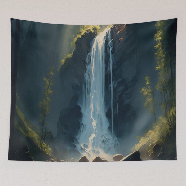 Item preview, Tall waterfall -Golden Hour - By Tiberius404 designed and sold by Tiberius404.