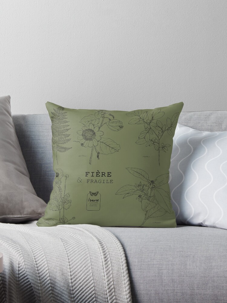 Aperçu 1 sur 4. Coussin avec l'œuvre FIERE & FRAGILE créée et vendue par IsaureEcartfixe.