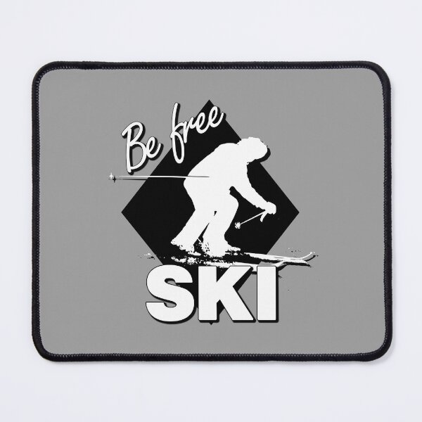 Item preview, Be Free Ski White Text Quote with White Downhill Alpine Skier Silhouette on Ski Level Expert Black Diamond designed and sold by Karen McFarland.