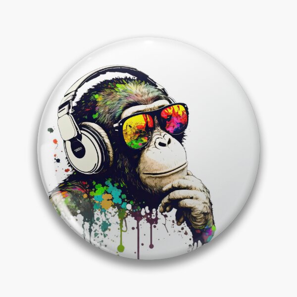 Artikelvorschau, Nachdenklicher Dj-Schimpansen-Farbspritzer-Affe entworfen und verkauft von obstinator.