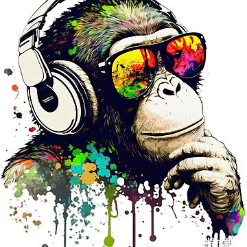 Artwork thumbnail, Pondering Dj Chimp color splash monkey by obstinator