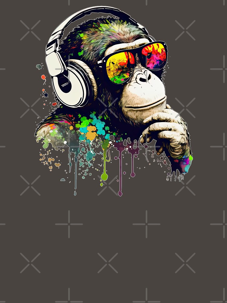 Thumbnail 7 of 7, Classic T-Shirt, Pondering Dj Chimp color splash monkey designed and sold by obstinator.