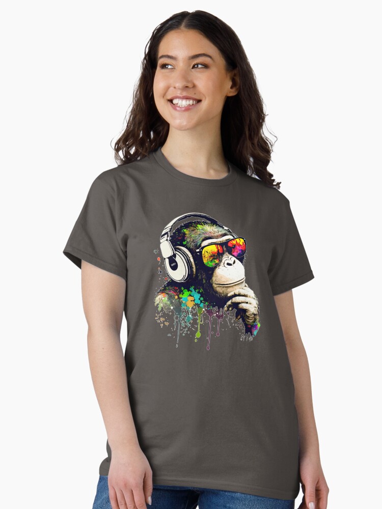 Thumbnail 2 of 7, Classic T-Shirt, Pondering Dj Chimp color splash monkey designed and sold by obstinator.