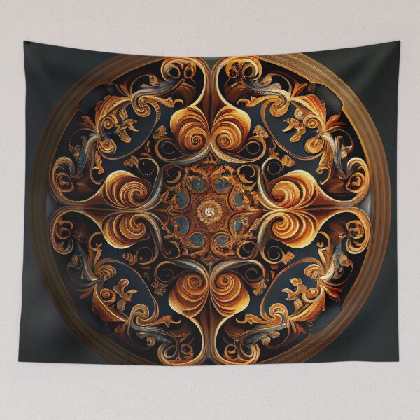 Aperçu de l'œuvre Energetic Baroque Elegant Circular Transitional Pattern Digital Painting créée et vendue par CodeAndColors.