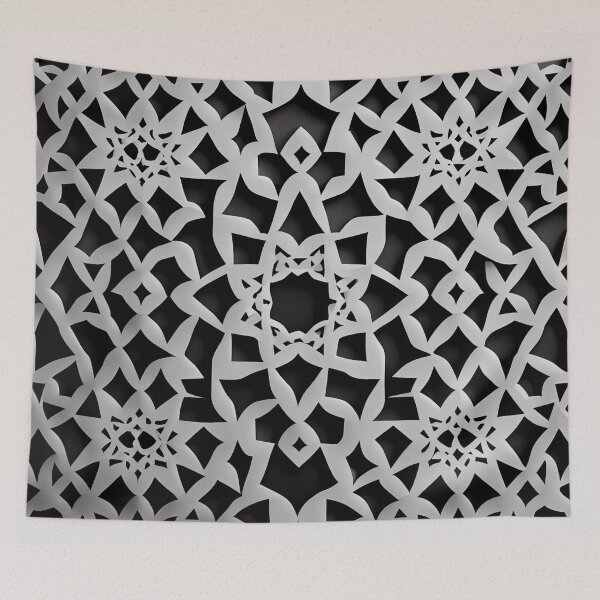 Item preview, Monochromatic Moroccan Pattern Digital Painting designed and sold by CodeAndColors.