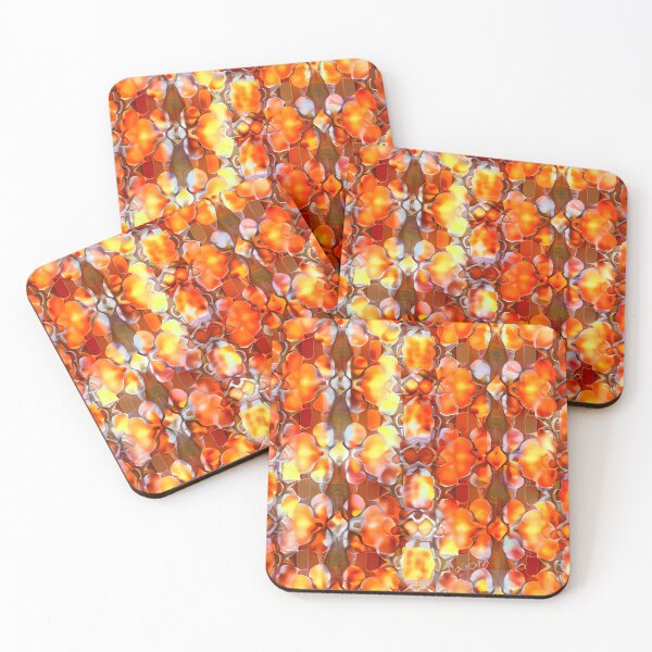 Item preview, Dreamy Bright Brown Orange Mosiac California Chic Pattern Digital Painting designed and sold by CodeAndColors.