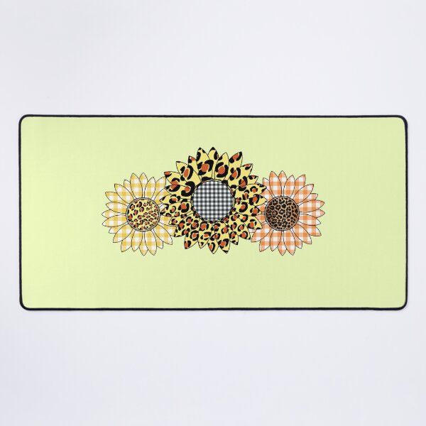 Item preview, 3 Sunflowers with Leopard and Yellow Gingham Plaid Harvest designed and sold by funnytshirtemp.